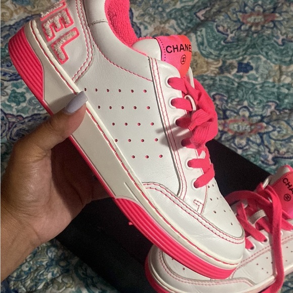 Hot pink chanel sneakers sale